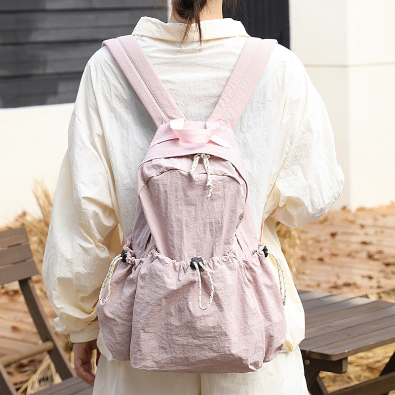 Leisure Artistic Nylon Fashion Pleated Drawstring Backpacks