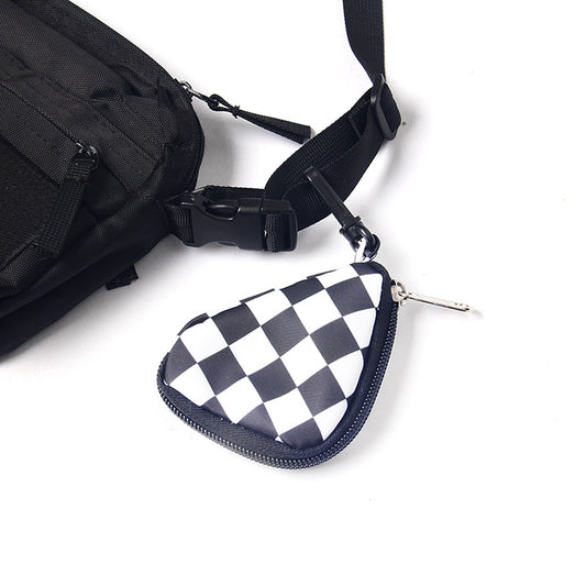 Pendentif écouteur à carreaux noir blanc sacs mignons