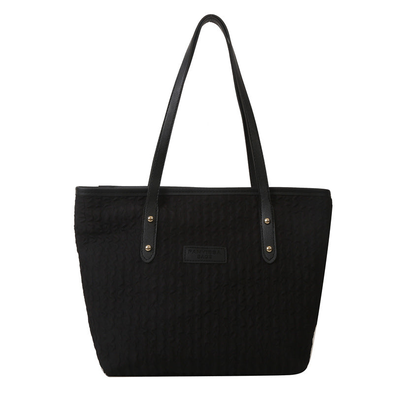 Women's Textured Pleated Large Capacity Tote Commuter Shoulder Bags