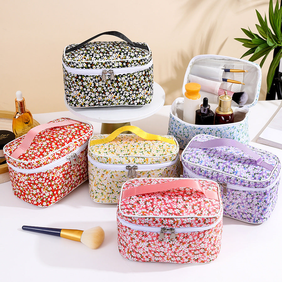 Portable Large Capacity Small Floral Storage Cosmetic Bags