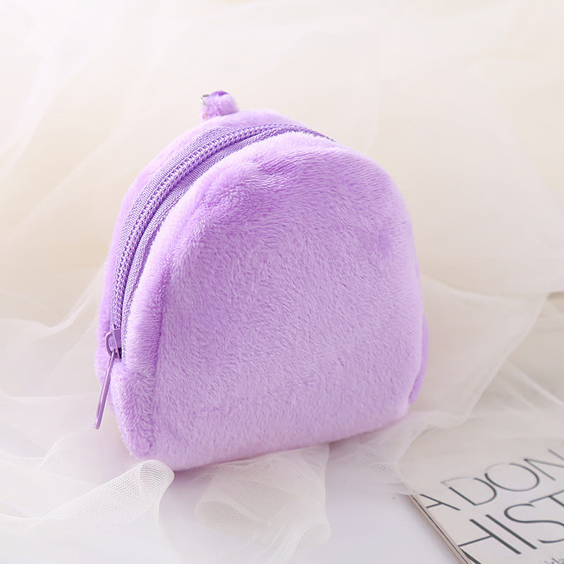 Petit porte-monnaie simple et solide en peluche couleur bonbon