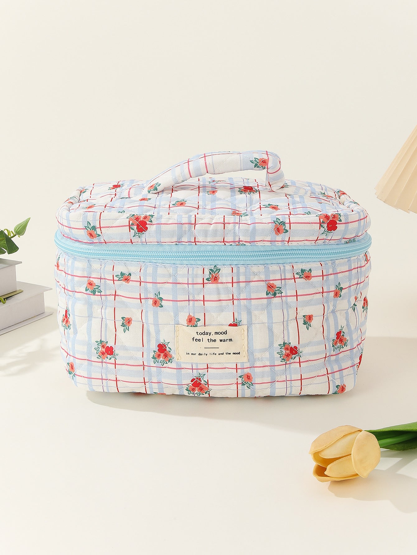 Small Floral Storage Carrying Quilted Cotton Cosmetic Bags