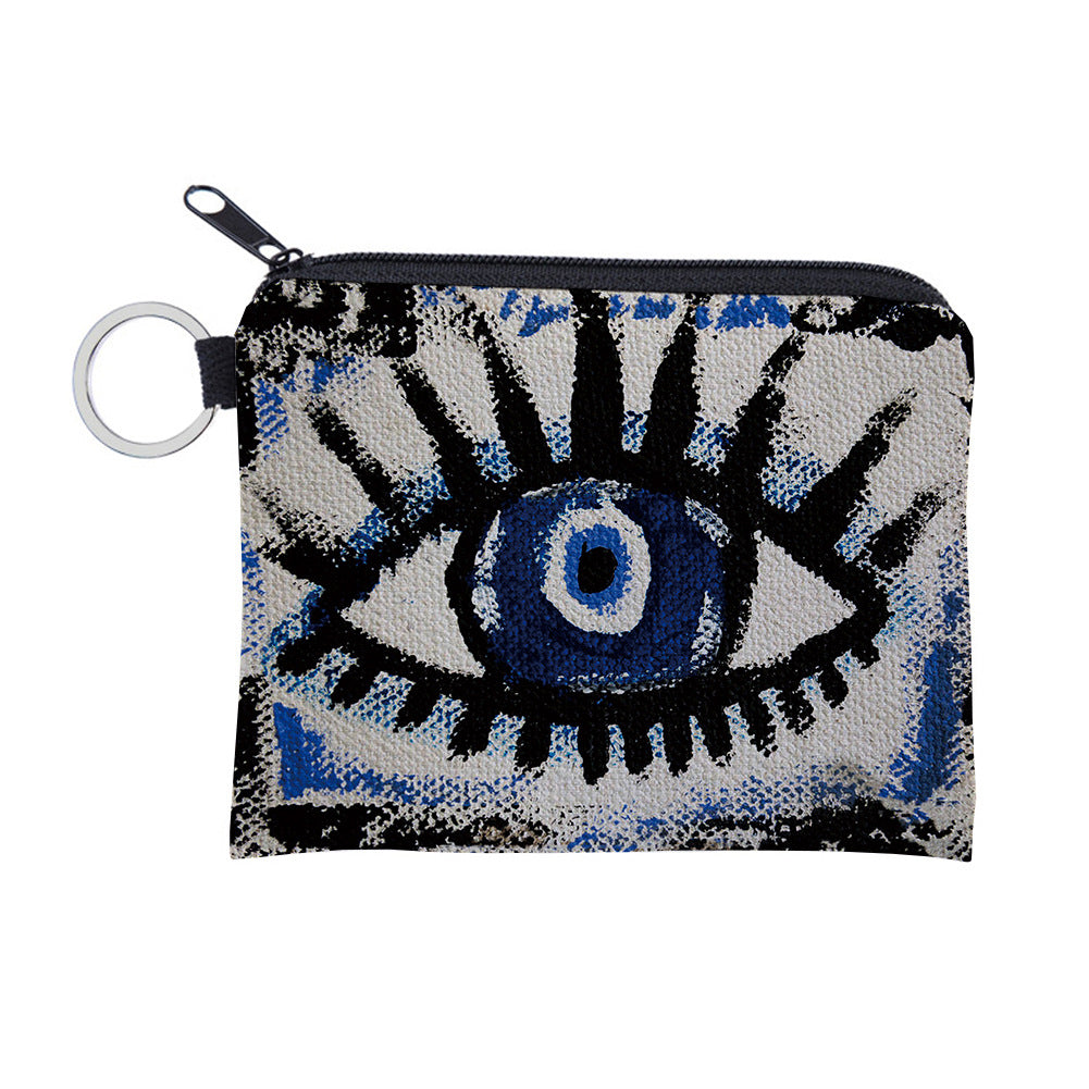 Women's Evil Eye Printing Pattern Zipper Small Purses