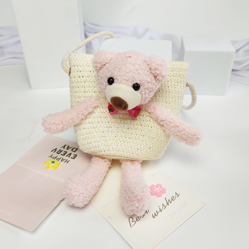 Children's Summer Straw Mini Space Bear Small Children's Coin Purse