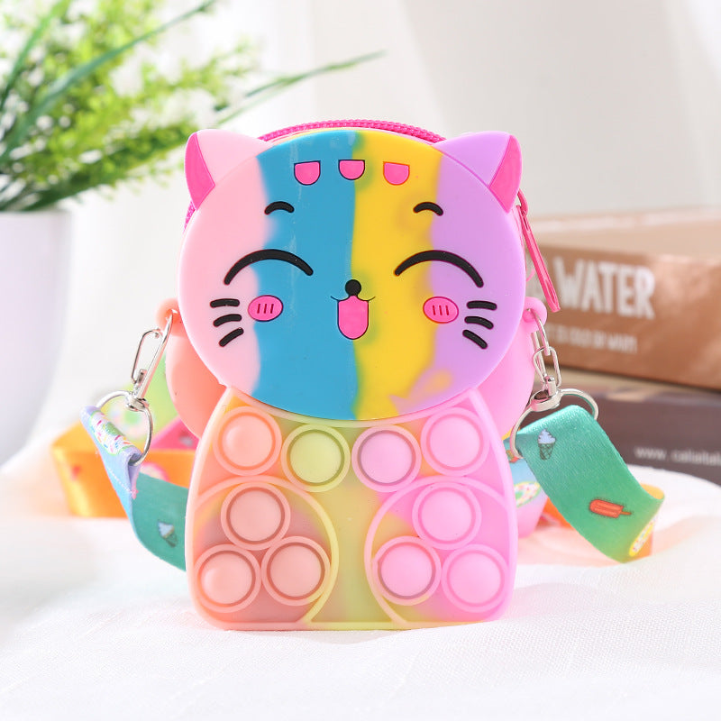 Porte-monnaie à main en Silicone pour enfants, rangement de gelée de bonbons, chaton