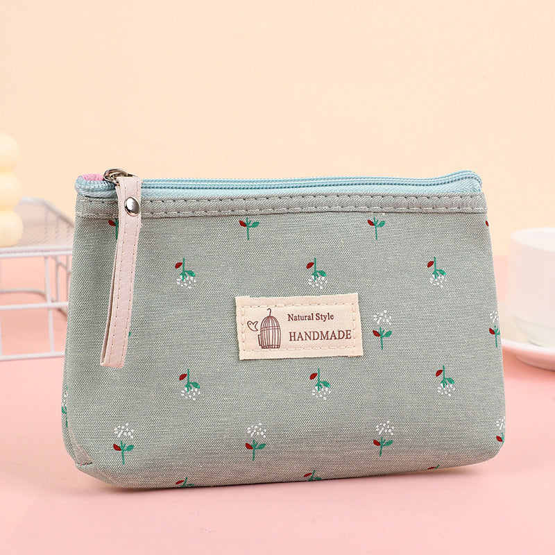 Women's Waterproof Canvas Printing Portable Small Size Cosmetic Bags