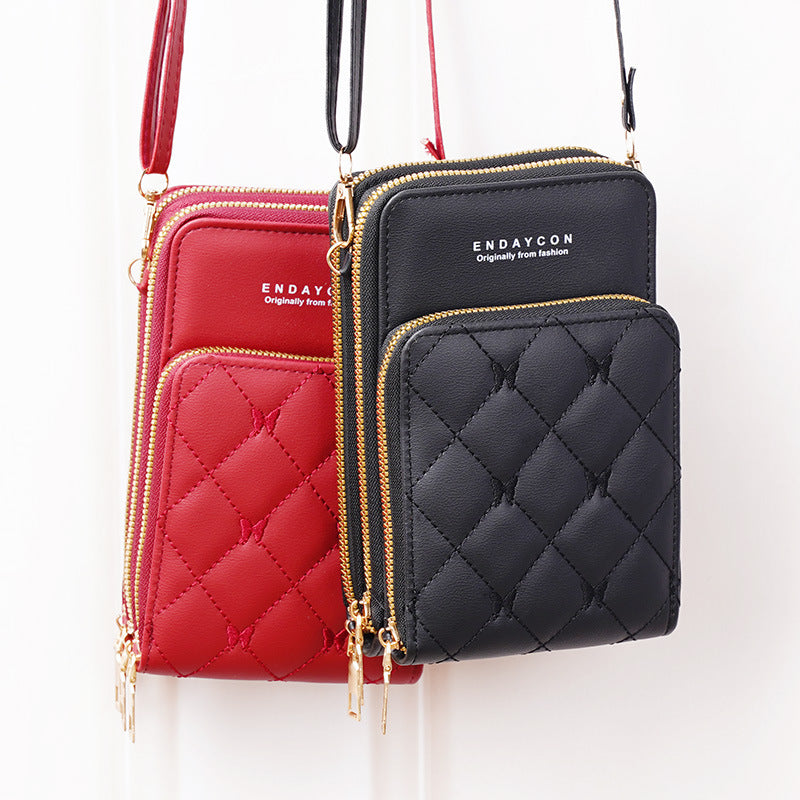 Women's Stylish Versatile Mini Zipper Solid Color Phone Bags