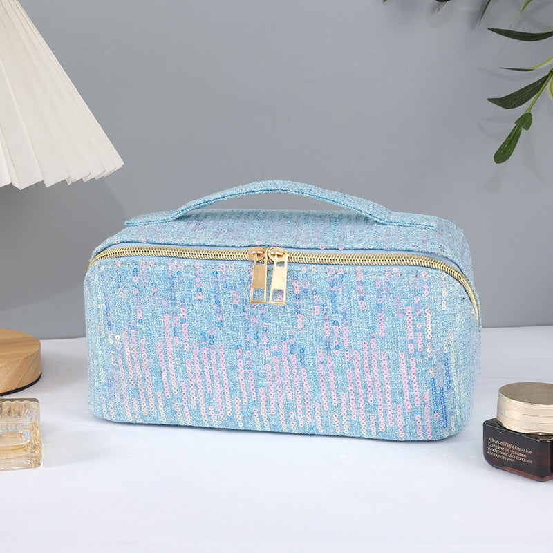 Classic Style Colorful Sequin Soft Large Capacity Storage Wash Cosmetic Bags