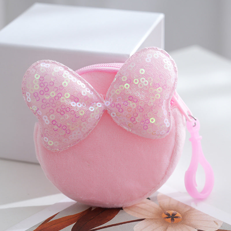 Women's Candy Color Bowknot Round Cute Certificate Coin Purses