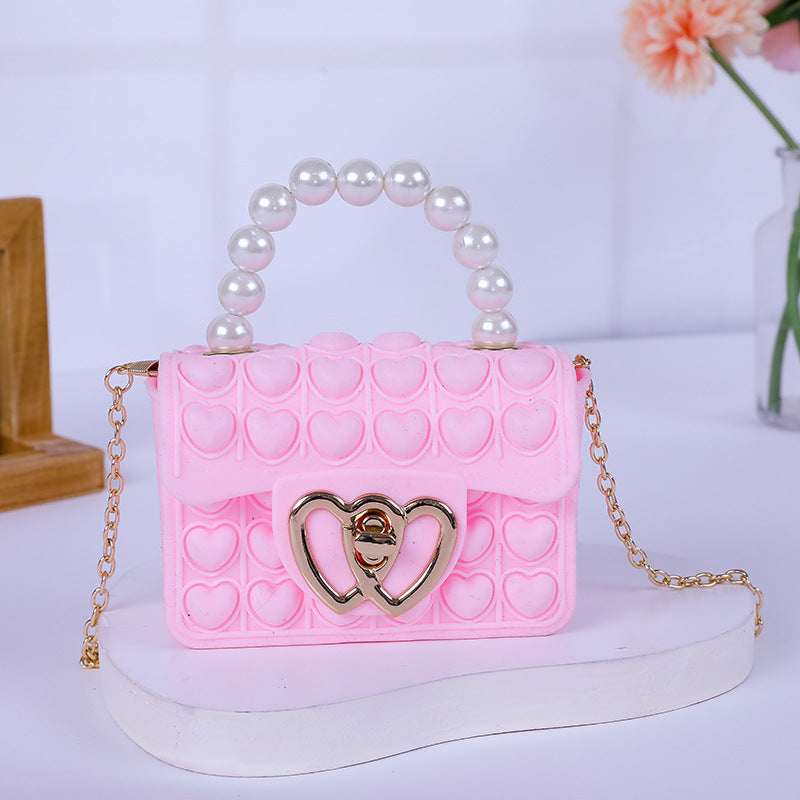 Porte-monnaie pour enfants en silicone Love Bubble Gel Pearl Tote