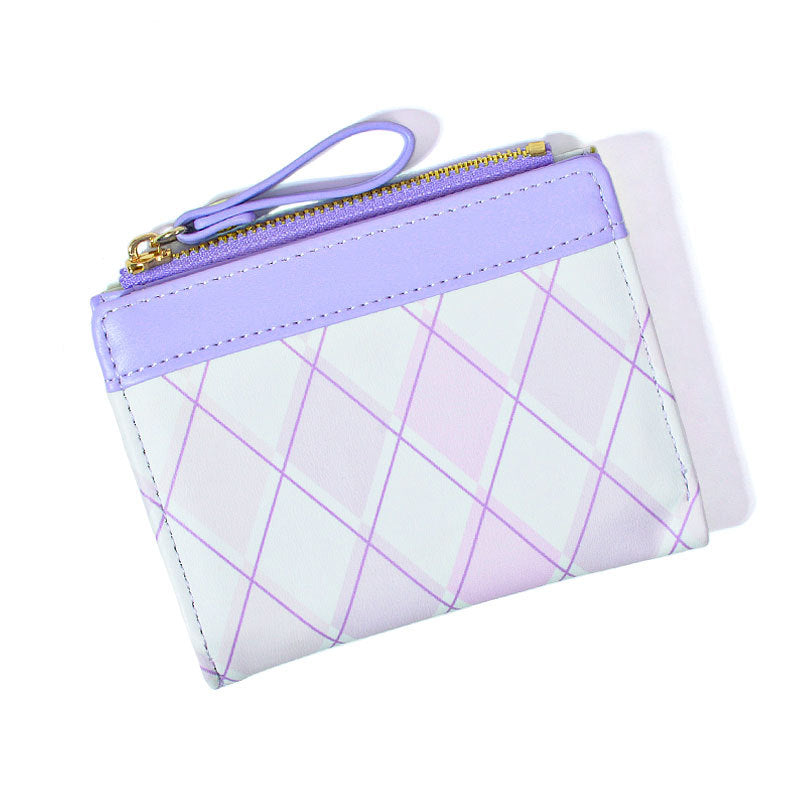 Plaid Contrast Color Minimalist Female Dopamine Card Holder