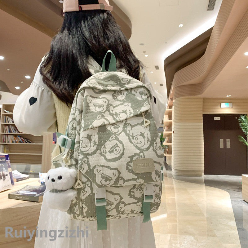 Female Junior High Large Capacity Bear Backpacks