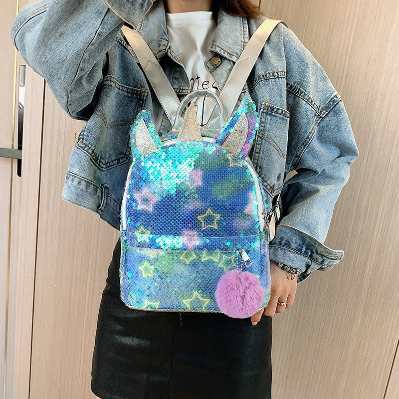 Women's & Children's & Colorful Cool Fur Ball Cute Backpacks