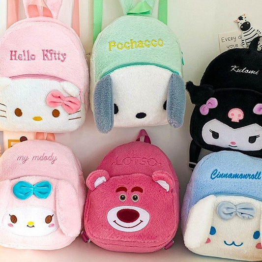 Children's Double Cute Plush Shopping Alphabet Cartoon Children's Backpacks