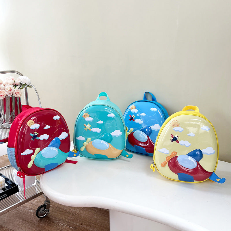 Children's Cartoon Cute Boys Small Plane Egg Backpacks