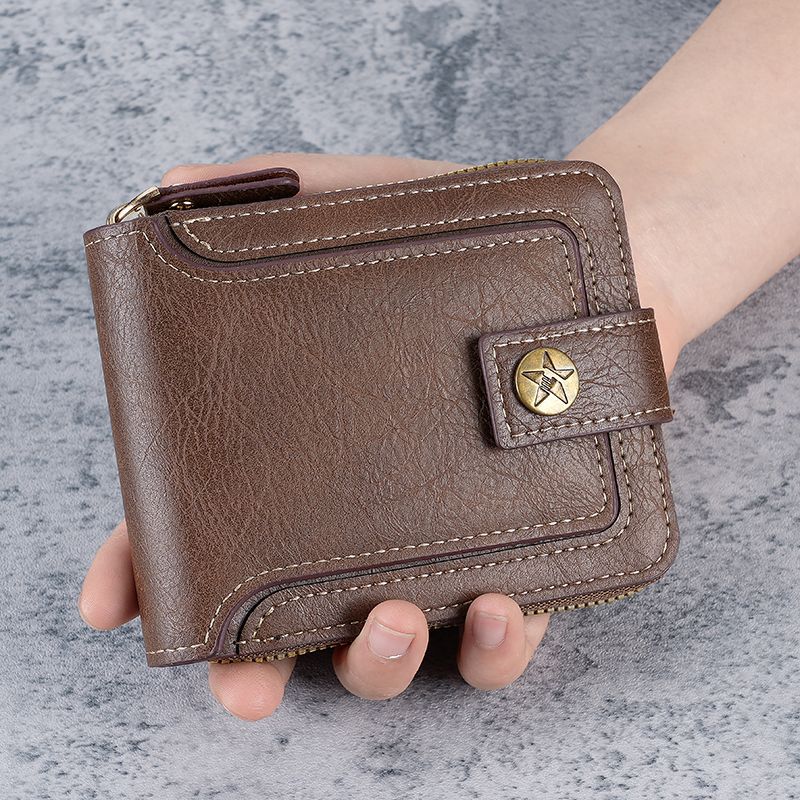 Men's Retro Short Horizontal Zipper Multifunctional Men's Wallets