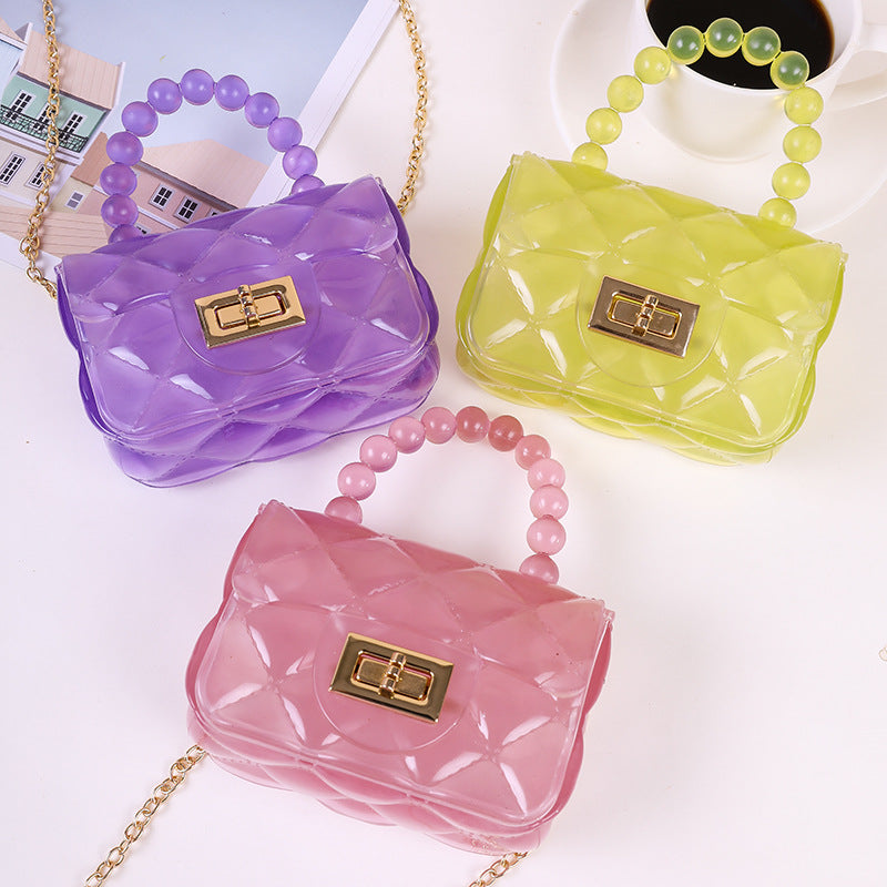 Women's Fashion Pearl Chain Portable Mini Jelly Children's Coin Purse