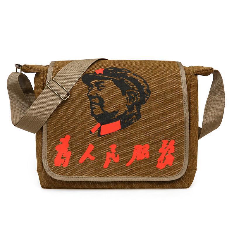 Army Serving People Canvas Nostalgic Retro Men's Shoulder Bags