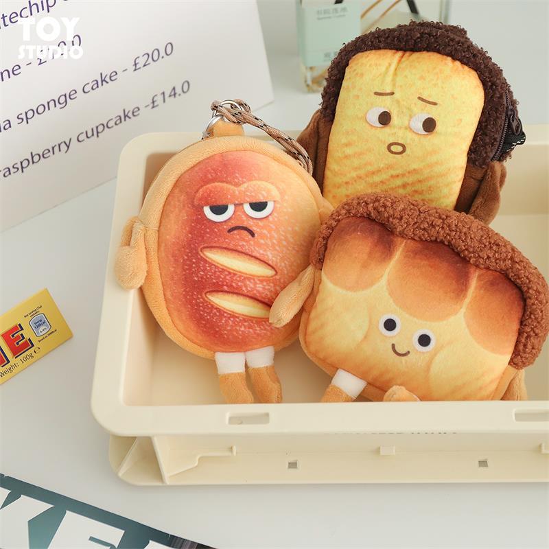 Expression Toast Bread Cartoon Cute Couple Coin Purses