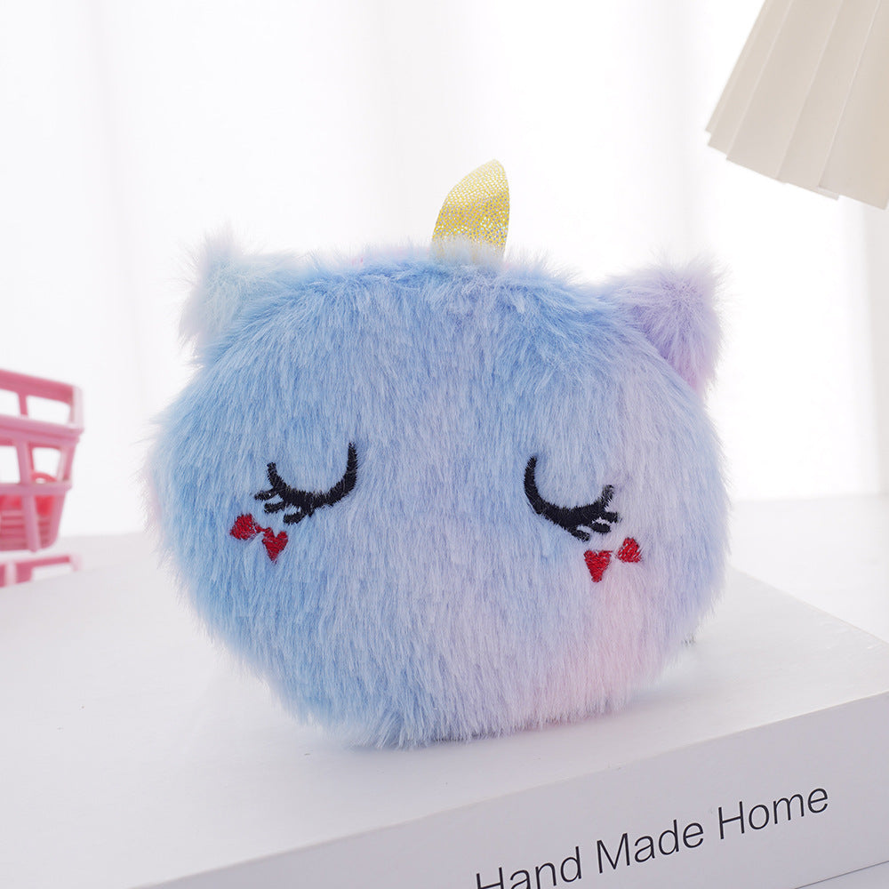 Rangement pour enfants dessin animé mignon peluche licorne écouteur porte-monnaie pour enfants