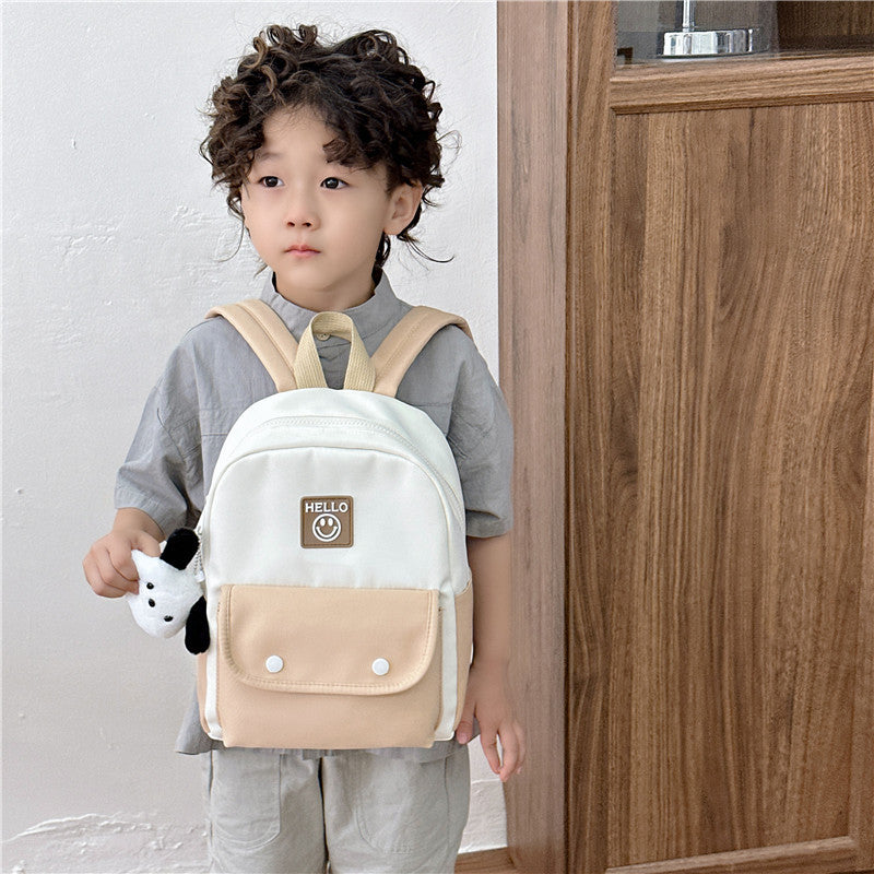 Children's Boys Fun Solid Color Double Stitching Kindergarten School Bags