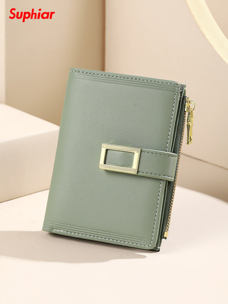 Women's Russian Solid Color Zipper Multifunctional Short Ladies Wallets