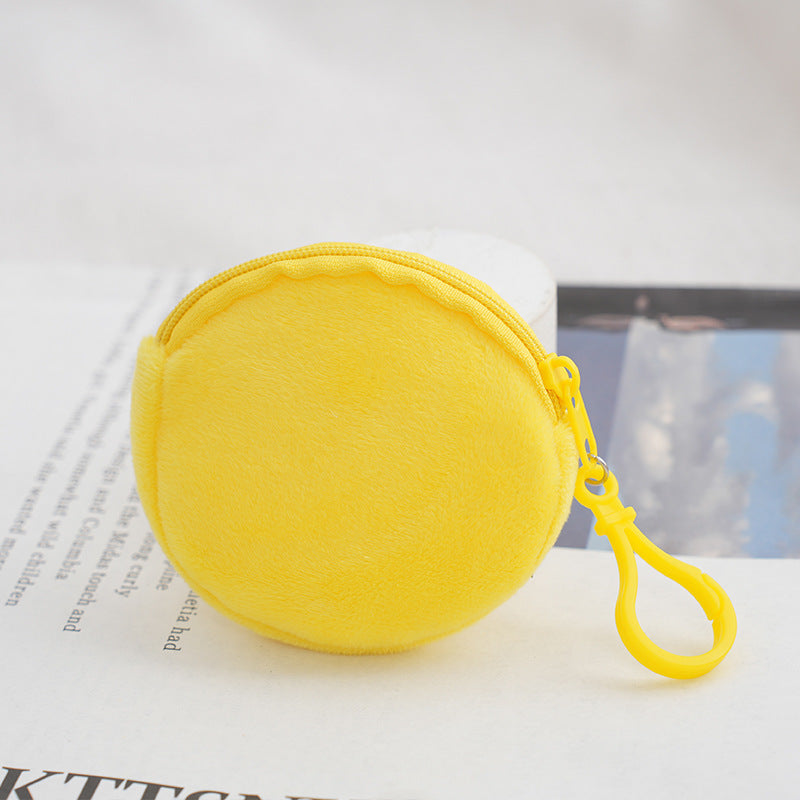 Candy Color Plush Solid Round Certificate Coin Purses