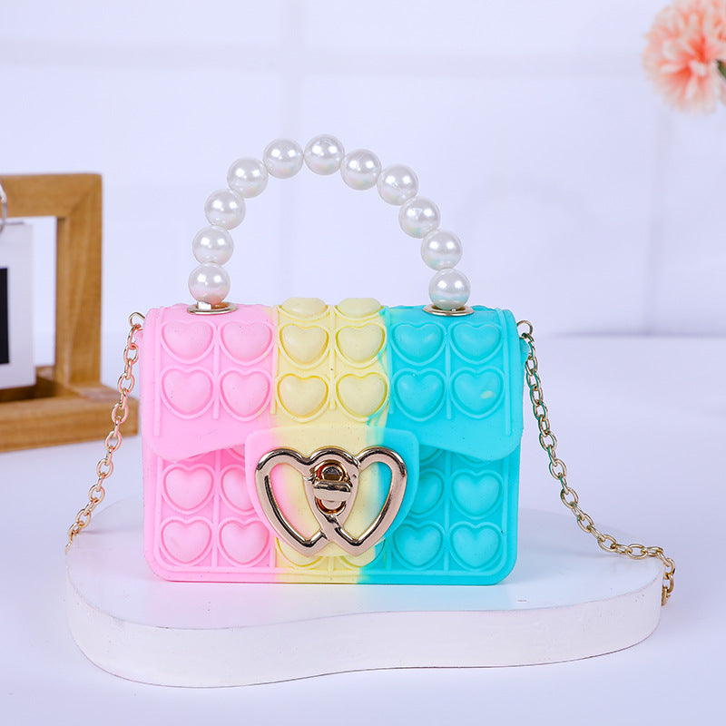 Porte-monnaie pour enfants en silicone Love Bubble Gel Pearl Tote