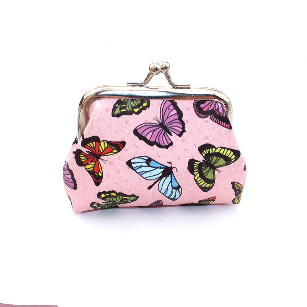 Porte-monnaie de rangement en cuir imprimé papillon, joli sac de poche