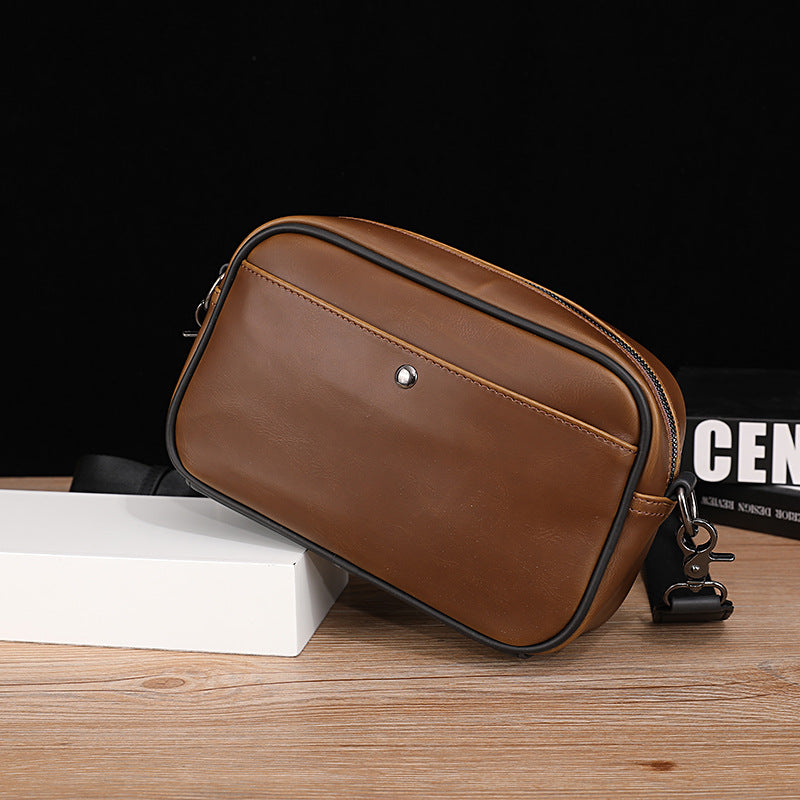 Men's Horizontal Crazy Horse Leather Simple Retro Men's Messenger Bags