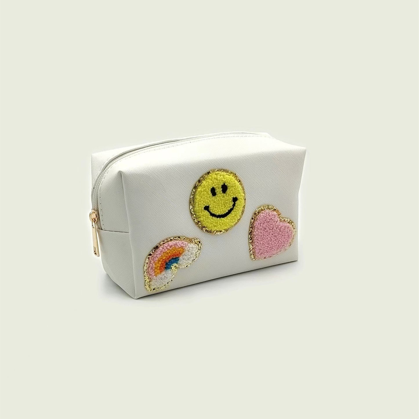 Serviette Portable pour femmes, broderie de lettres Smiley, sacs à cosmétiques d'hygiène personnelle