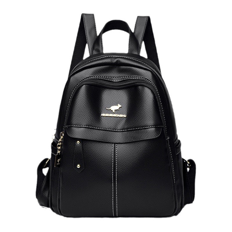 Women's Leather Tactile Feel Female Fashionable Large Capacity Backpacks