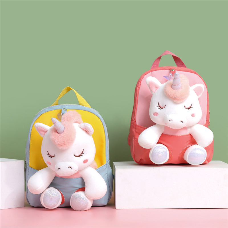 Cartoon Plush Korean Style Unicorn Doll Children's Backpacks