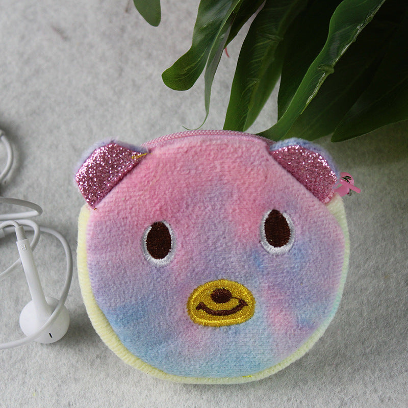 Unicorn Plush Cute Cartoon Ice Cream Color Round Coin Purses