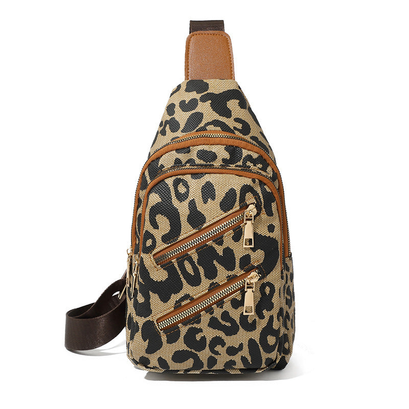 Women's Leopard Print Contrast Color One Cell Waist Packs