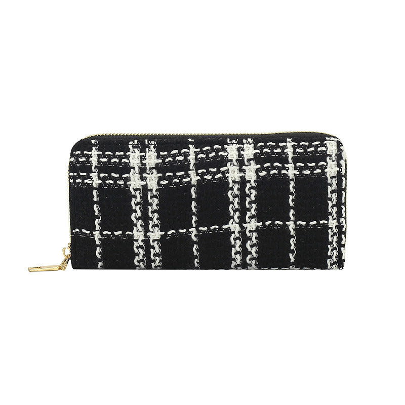 Women's Cotton Linen Clutch Lady's Long Clamp Ladies Wallets