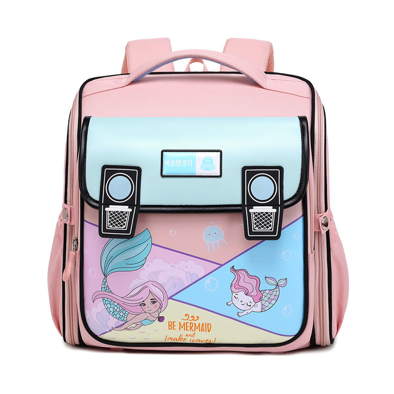 Children's Cartoon Fashion Primary Horizontal One-piece Burden Relief Spine Protection Elementary School Students' Schoolbags