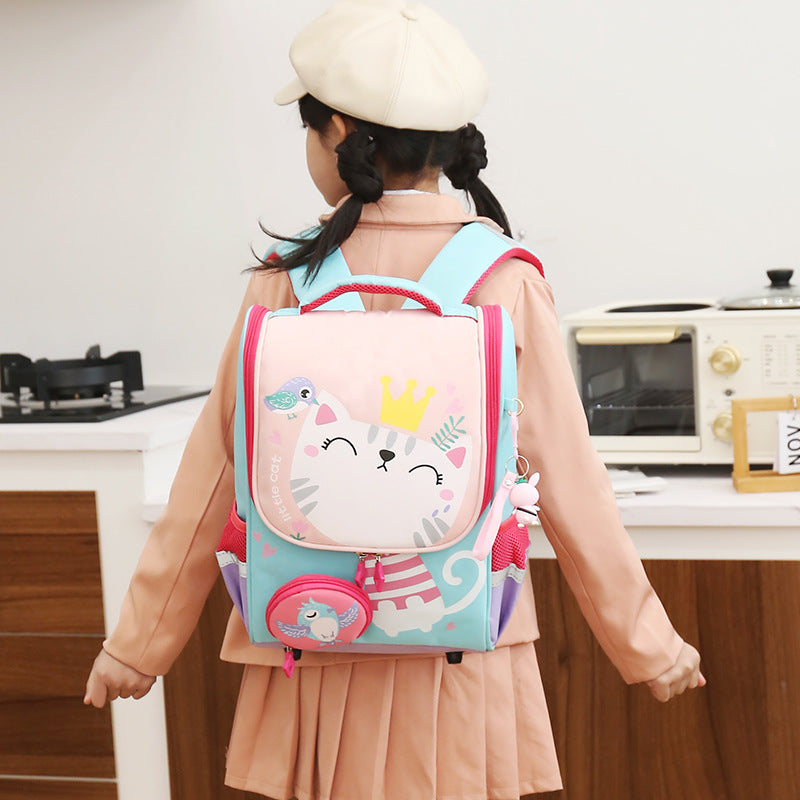 Children's Cute Cartoon Boys Contrast Color Large Backpacks