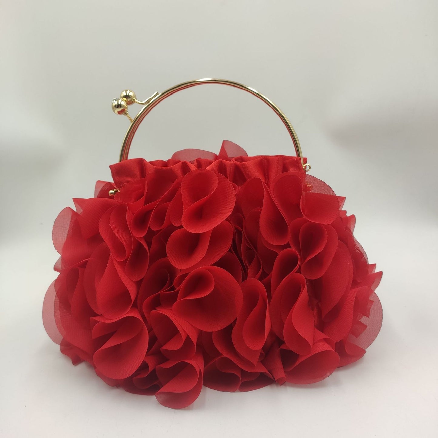 Women's Korean Satin Flower Clutch Dinner Bride Evening Bags