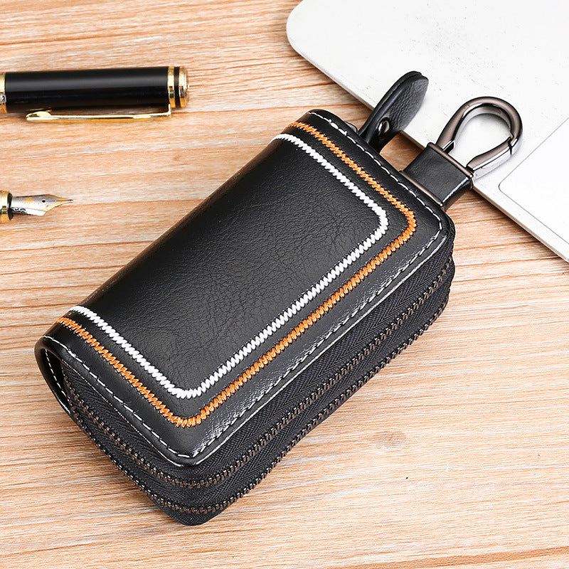 Women's & Men's & Multifunctional Leather Zipper Car Fashion Key Bags