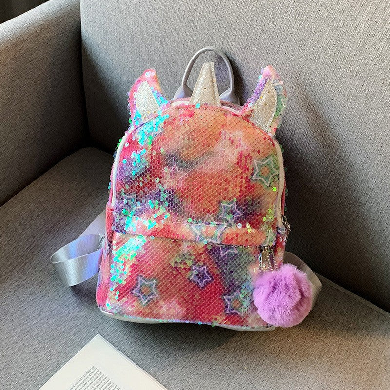 Women's & Children's & Colorful Cool Fur Ball Cute Backpacks