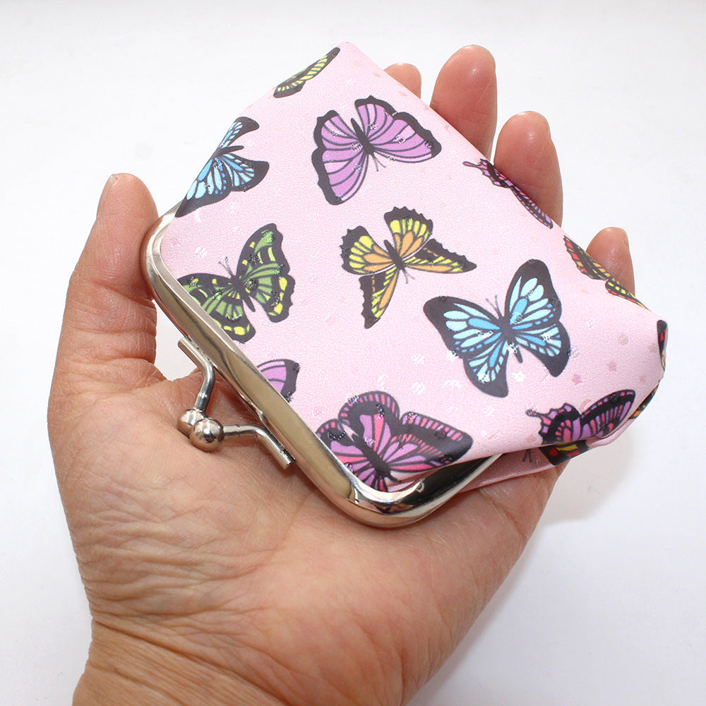 Cute Pocket Leather Butterfly Print Storage Coin Purses