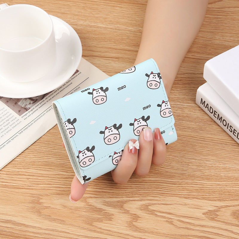 Women's Multiple Slots Short Small Mini Cow Ladies Wallets