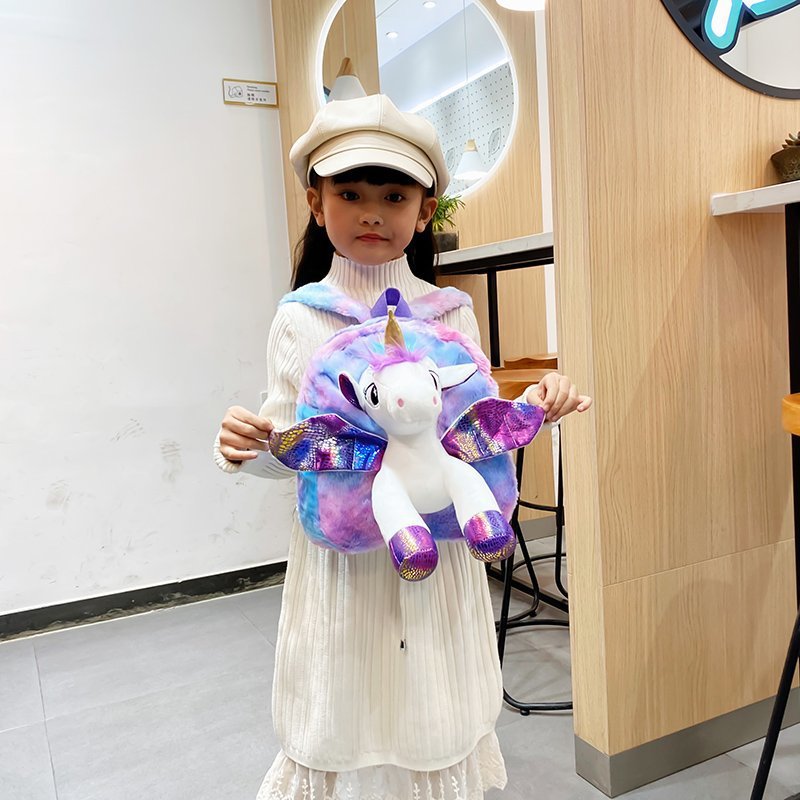 Poupée licorne de dessin animé pour enfants, sacs en peluche mignons primaires