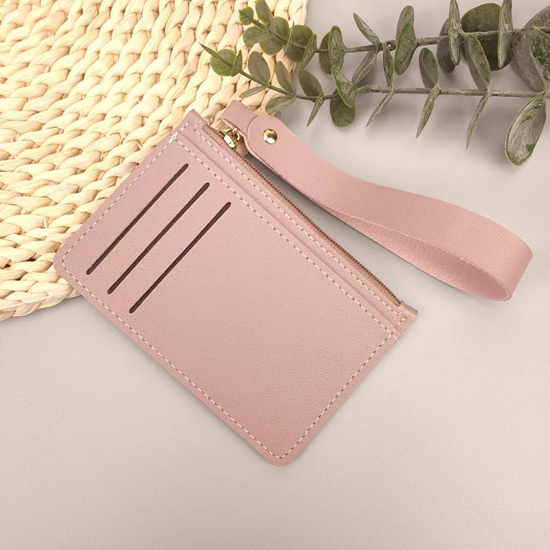 Women's Wrist Strap Zipper Solid Color Short Coin Purses