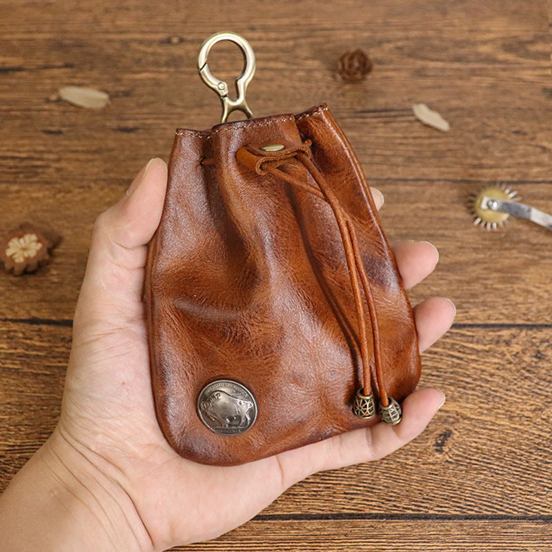 Women's Simple First Layer Cowhide Vintage Sachet Key Bags