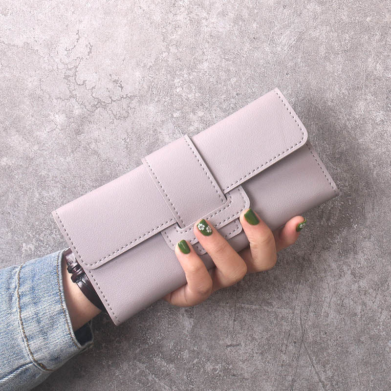 Pochette longue multifonction en cuir pour femmes, portefeuilles simples coréens pour dames