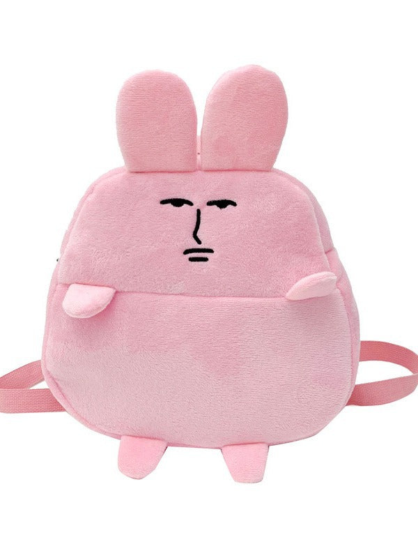 Broken Face Expression Pink Rabbit Large Middle School Students' Schoolbags