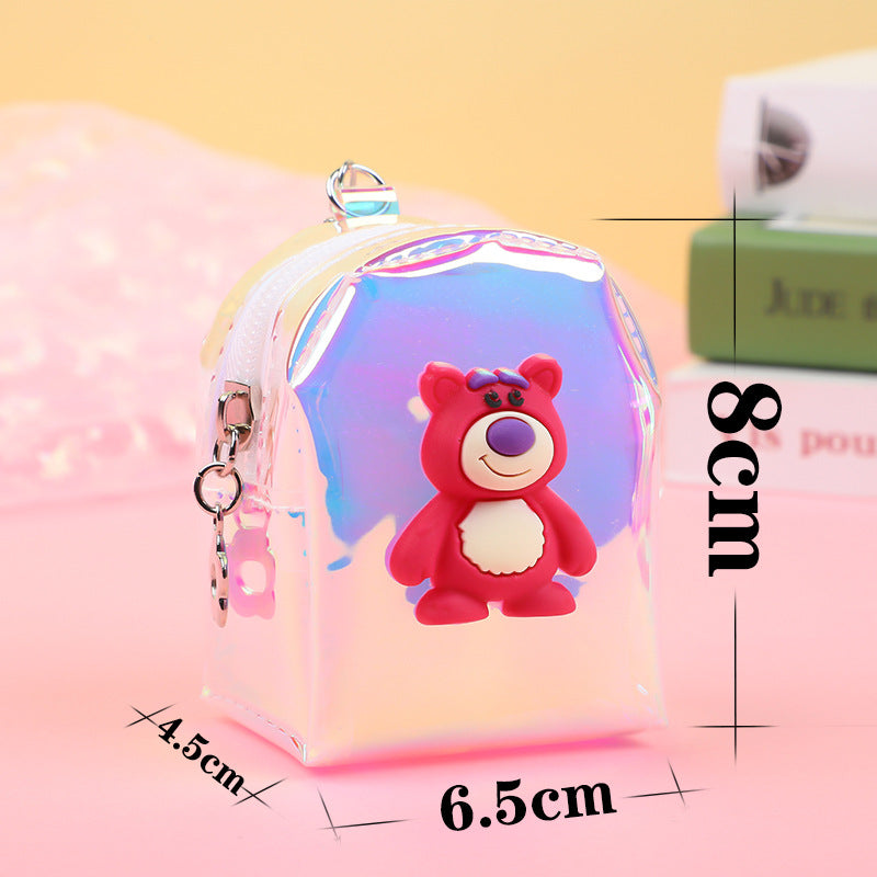 Strawberry Bear Transparent Portable Mini Cartoon Coin Purses