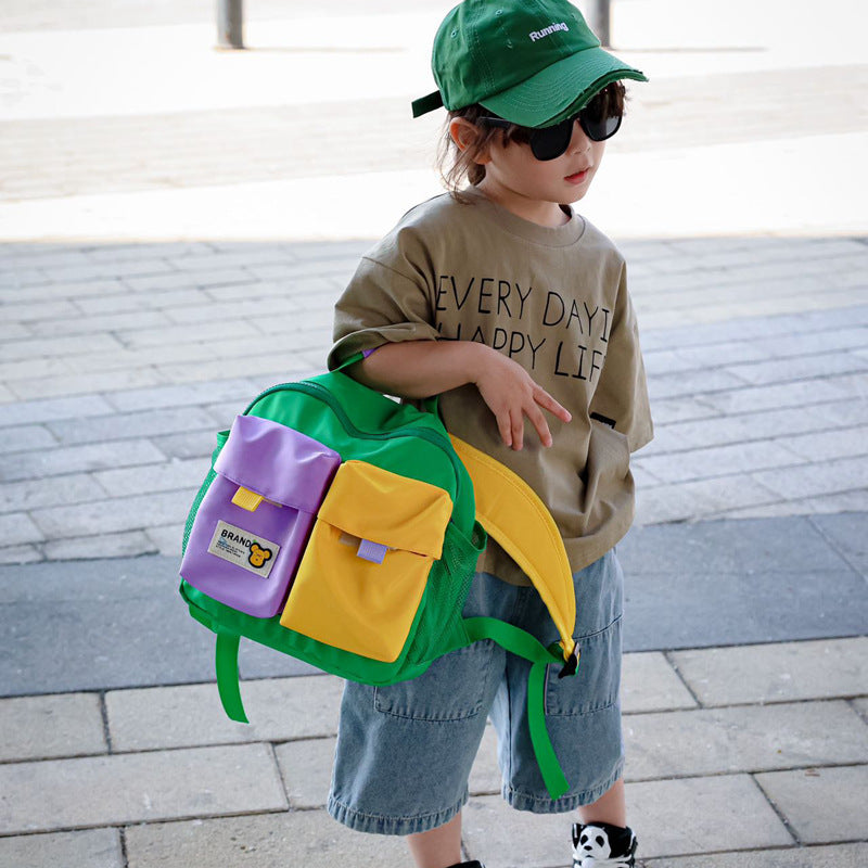 Children's Color Fashion Canvas Small Trendy Cool Children's Backpacks